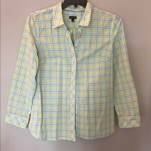 Talbots Pastel Plaid Button Down Shirt